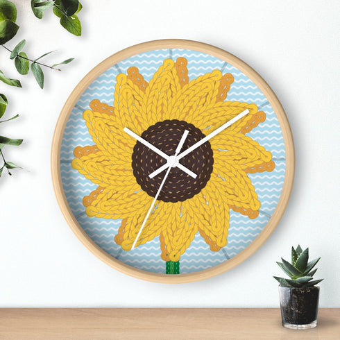 Sunflower Stitches Wall Clock